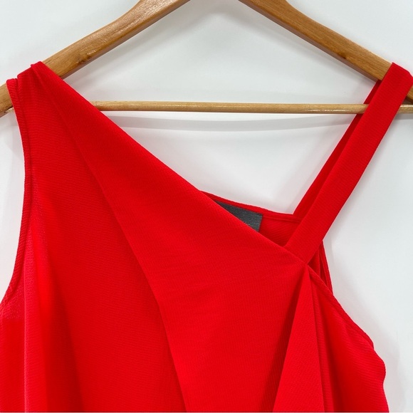 Anthropologie Sunday in Brooklyn Red Asymmetric Ruffled Sleeveless Top Size Med. - Picture 2 of 8